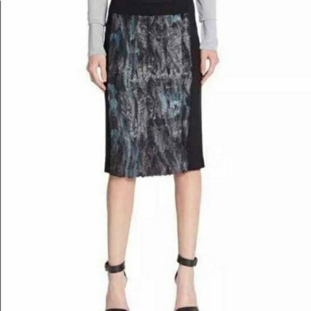 BCBG Maxazria Ines Y2K Soft Teal Black Pencil Skirt Large NWT
